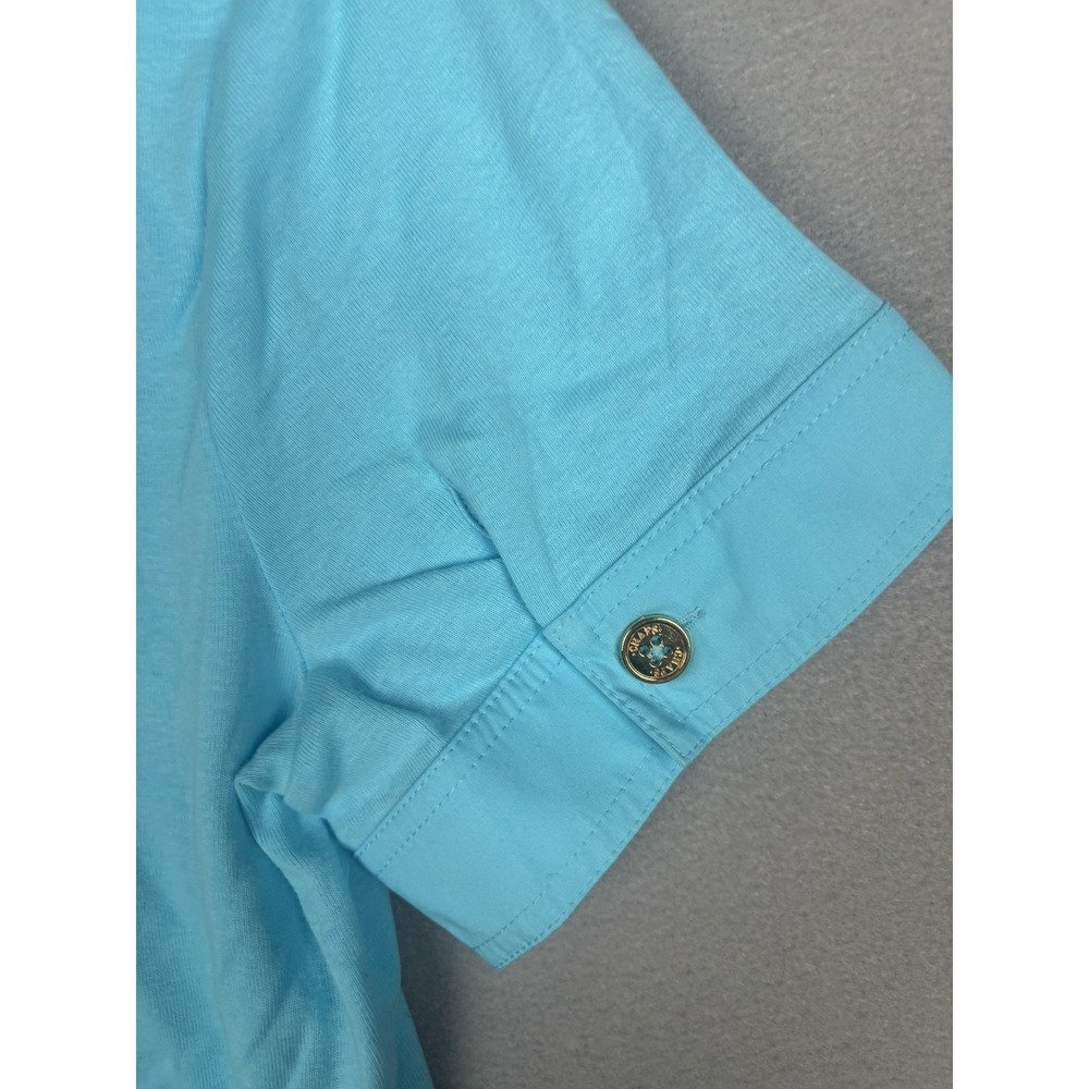 Chaps Classics Polo Shirt Womens Large Blue Gulf Button Pockets Spring Casual - Picture 12 of 13